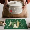 thumbnail image 3 of mubwai Green Xmas Trees Vinyl Christmas Placemats Set of 4, 12x18 Inch Washable Plastic Non-Slip Woven Winter Table Mats for Party Kitchen Dining Decor, 3 of 7