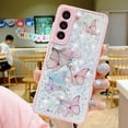 thumbnail image 4 of for Samsung Galaxy S2 2 Plus Clear Glitter Case, Cute Sparkle Butterfly Bling Shiny Diamond Women Girls Cases Rubber Slim Shockproof Drop Phone Protective Cover for Galaxy S22 Plus (Pink Butterfly), 4 of 10