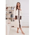 thumbnail image 4 of U2SKIIN Womens Plush Robe, Soft Fluffy Bathrobe Lightweight Button Warm Loungewear,(White+Dark Brown,L-XL), 4 of 5