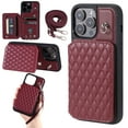 thumbnail image 1 of Case for iPhone 14 Pro Max 6.7", Detachable Crossbody Strap Wallet Case with Card Slots, Stand Ring Flip PU Leather Protective Cover Lanyard for Women for iPhone 14 Pro Max, Winered, 1 of 7
