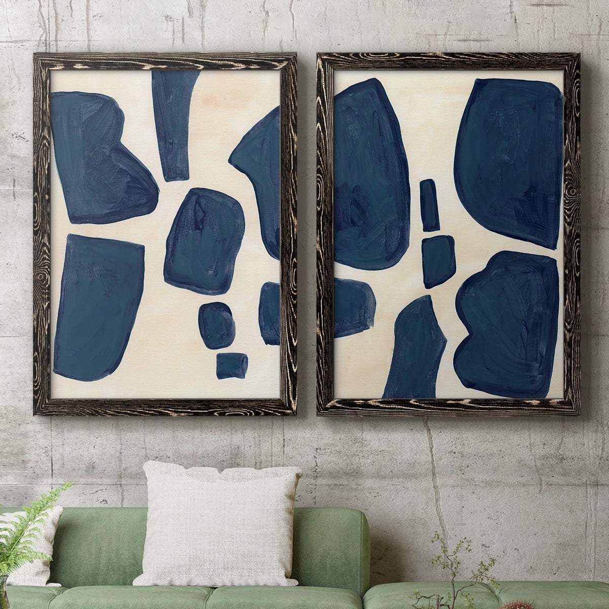 Blue Pieces I - Premium Framed Canvas 2 Piece Set - Ready to Hang