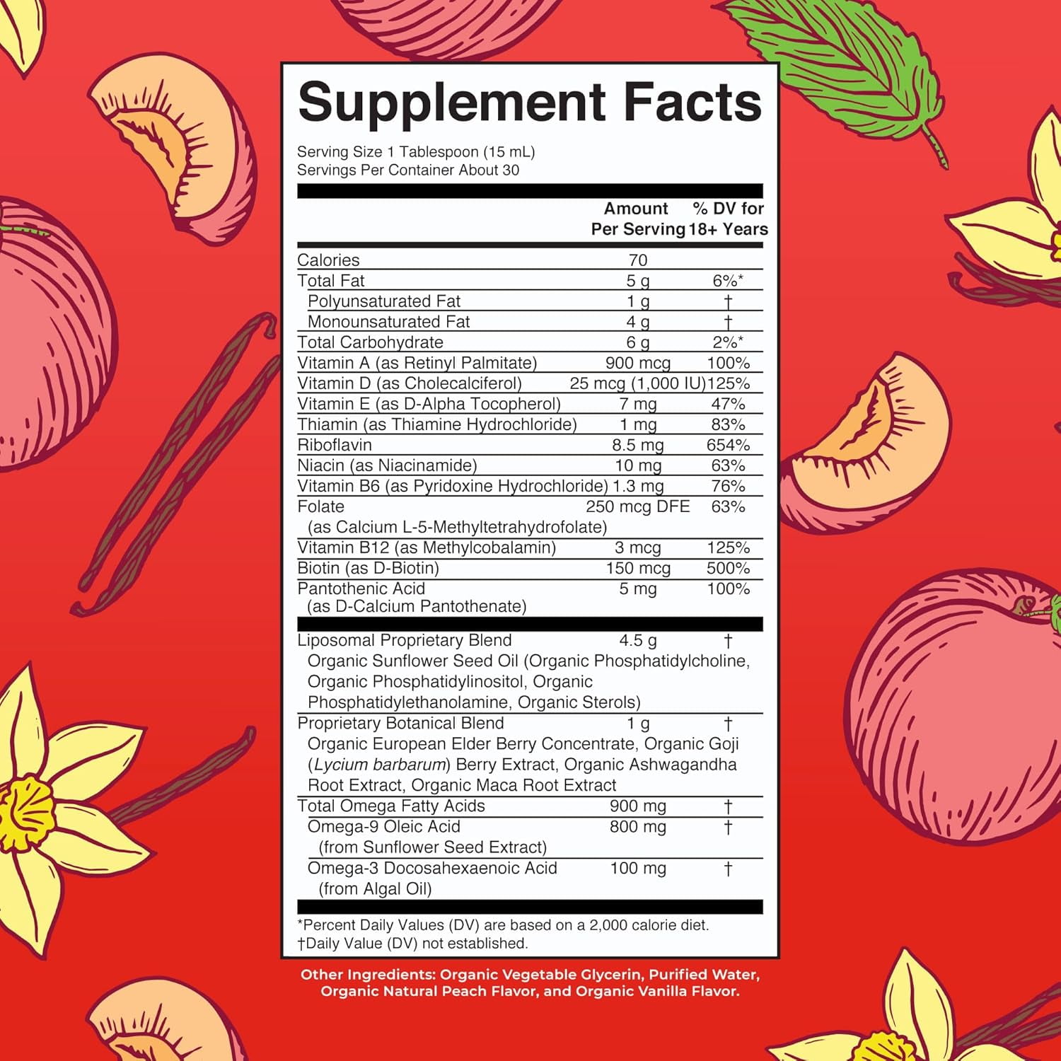 MaryRuth's USDA Organic Men's Multivitamin Liposomal for Energy Support, Immunity, Metabolism, Overall Health, Vanilla Peach Flavor, 15.22 fl oz