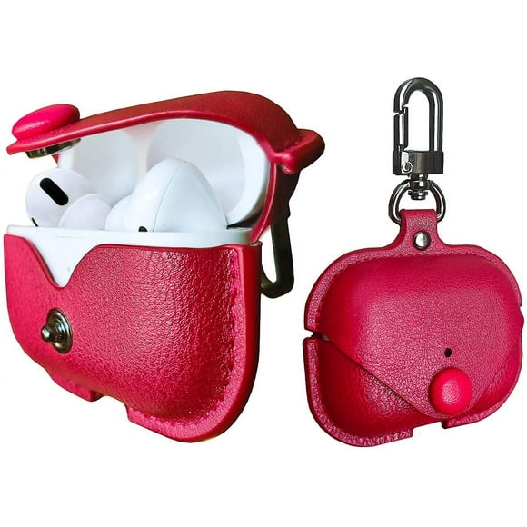 Hongkaii Charging Case Cover for Apple Airpods Pro , PU Leather Case Compatible with Apple Airpods Pro Charging Case - Red DZ#422-3409