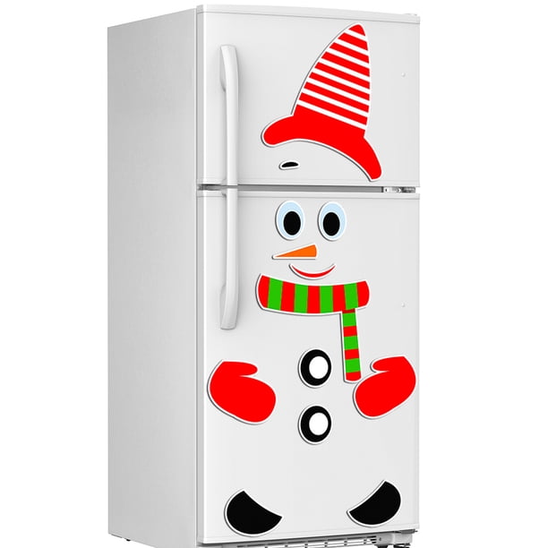 Pegatinas navideñas con imán para nevera, muñeco de nieve, lindo paquete de pegatinas para puerta para refrigerador/puerta de metal/garaje/gabinetes de oficina Rojo Verde RV011031-00129SDJ