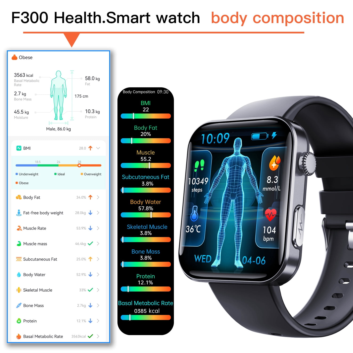 LAATIKUI F300 smart watch, Bluetooth GPS men and women sports outdoor waterproof mode, 2.1-inch fitness exercise tracker, call/smart reminder