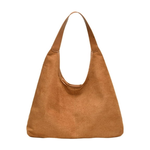 freneci Travel Tote Bag Elegant Women Suede Shoulder Bag for Shopping Outdoor Street Brown