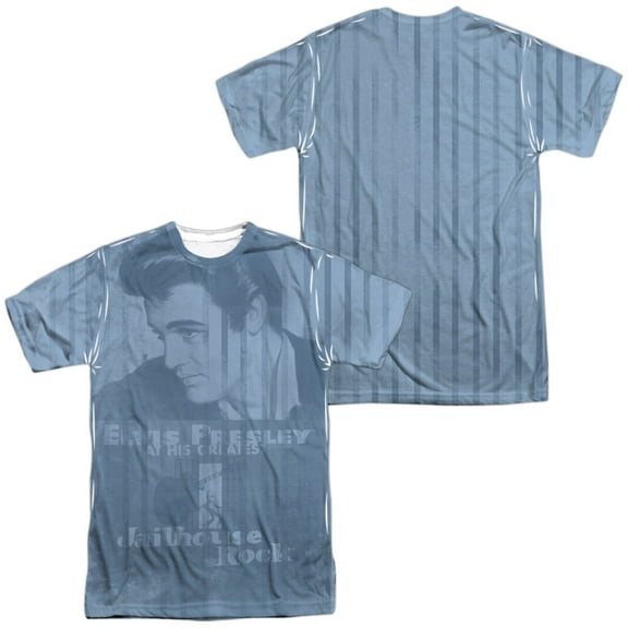 Elvis Presley Jailhouse Poster All Over Unisex Adult Sublimated Costume T Shirt (Front/Back), Medium Multicolor