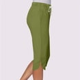 thumbnail image 4 of VV AVEORS Capri Pants For Women Split Side High Waist Casual Athletic Knee Length Summer Pants Casual Sweatpants With Pockets Green L, 4 of 7