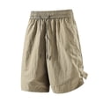 thumbnail image 6 of Denim Shorts for Men Small Summer Gym Shorts for Men Loose Elastic Waist Drawstring Cargo Shorts with Pocket Lightweight Casual Sports Shorts Brown L, 6 of 7