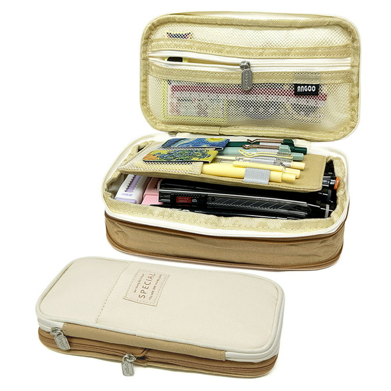 Wrapables Large Capacity Pencil Case, 3 Compartment Pencil Pouch for  Stationery Pens