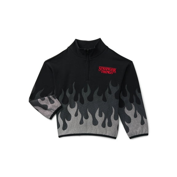 Netflix Stranger Things Girls Metallic Fleece Half Zip Pullover with Long Sleeves, Sizes 4-16