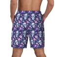 thumbnail image 2 of Lsque Mens Swim Trunks Skull Purple Flower Pattern - Bathing Suit Compression Liner - Beach Swim Shorts Swimwear - (S-3XL) - Stretch Quick Dry -, 2 of 9