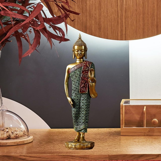 Estatua de Buda de resina, adornos, modelo de Buda, estatuilla, artesanía de budismo oriental, colección de ilustraciones para decoración de de Postura de soporte dorado C BLESIY Estatua de Buda de resina