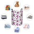 thumbnail image 4 of Fotbe Violets Flowers Cesto de Ropa con Asas, Cesto Impermeable de Gran Capacidad, Bolsa de Lavado para Dormitorio, Cesto de Ropa con Ruedas y Asas-Medium, 4 of 6