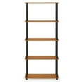 thumbnail image 3 of Furinno Rata 5-Tier Industrial Multipurpose Flat Base Bookshelf, Bookcase with Metal Frame, Narrow, Columbia Walnut, 3 of 5