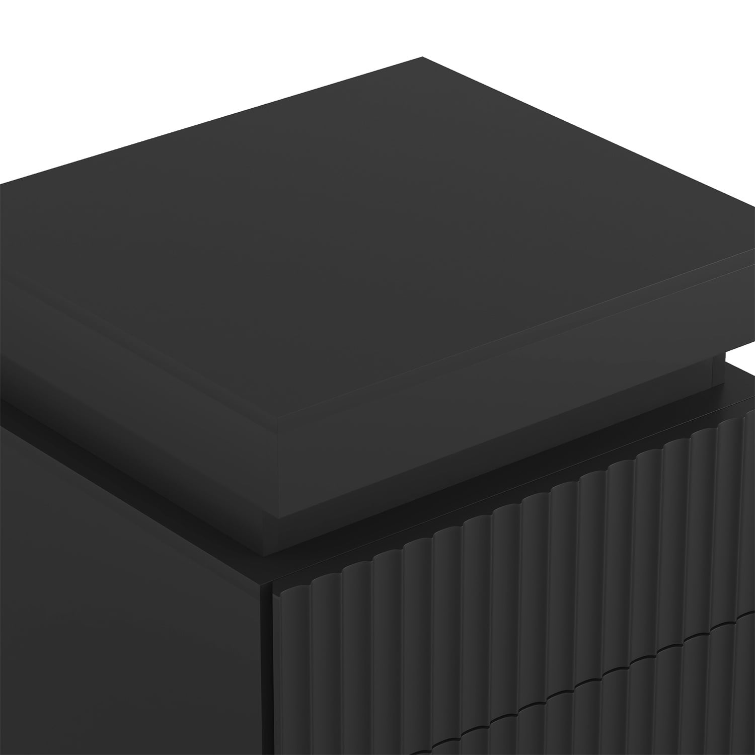 Hommoo Nightstand End Table Set of 2 with Fast USB Charging Station, Modern Wood Storage Sofa Side Table with 2 Drawers and LED lights, for Living Room,Bedroom,Office, Black
