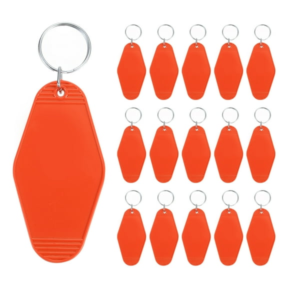 Vintage Motel Keychain Blank Hotel Keychains Retro Key Tag, Orange Red 16 Pack