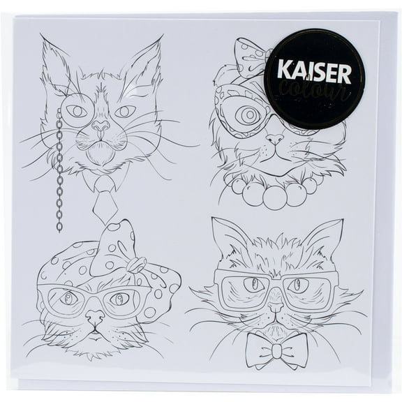KaiserColour Gift Card W/Envelope 6"X6"-Cat Portraits