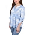 thumbnail image 2 of NY Collection Women's 3/4 Bell Sleeve Pleat Front Y Neck Top, 2 of 4