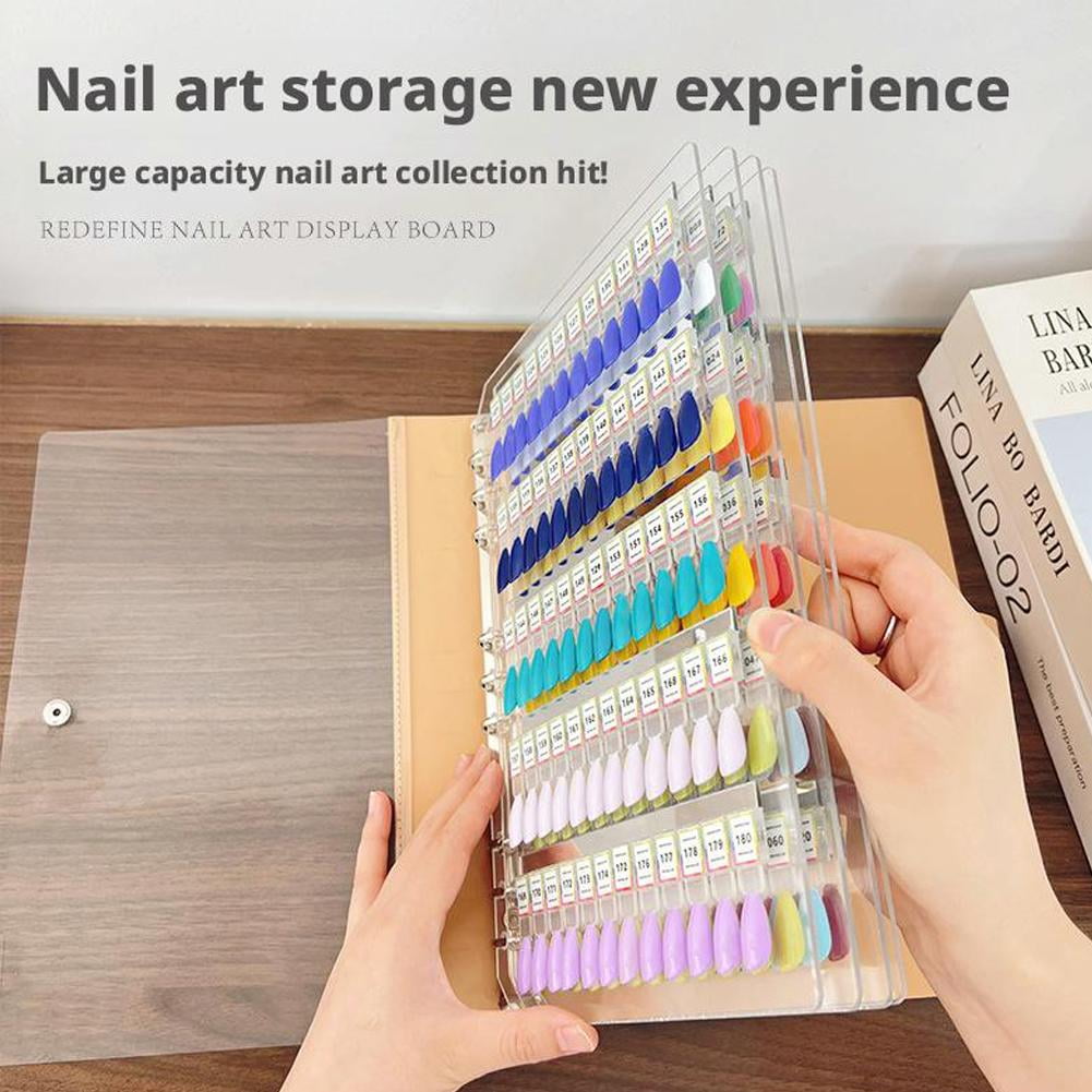 QHUDLV Magnetic Nail Swatches Book, 120/180/240 Color Display Book with Tips, Nail Art Sample Storage Organizer for Manicurist Salon Use