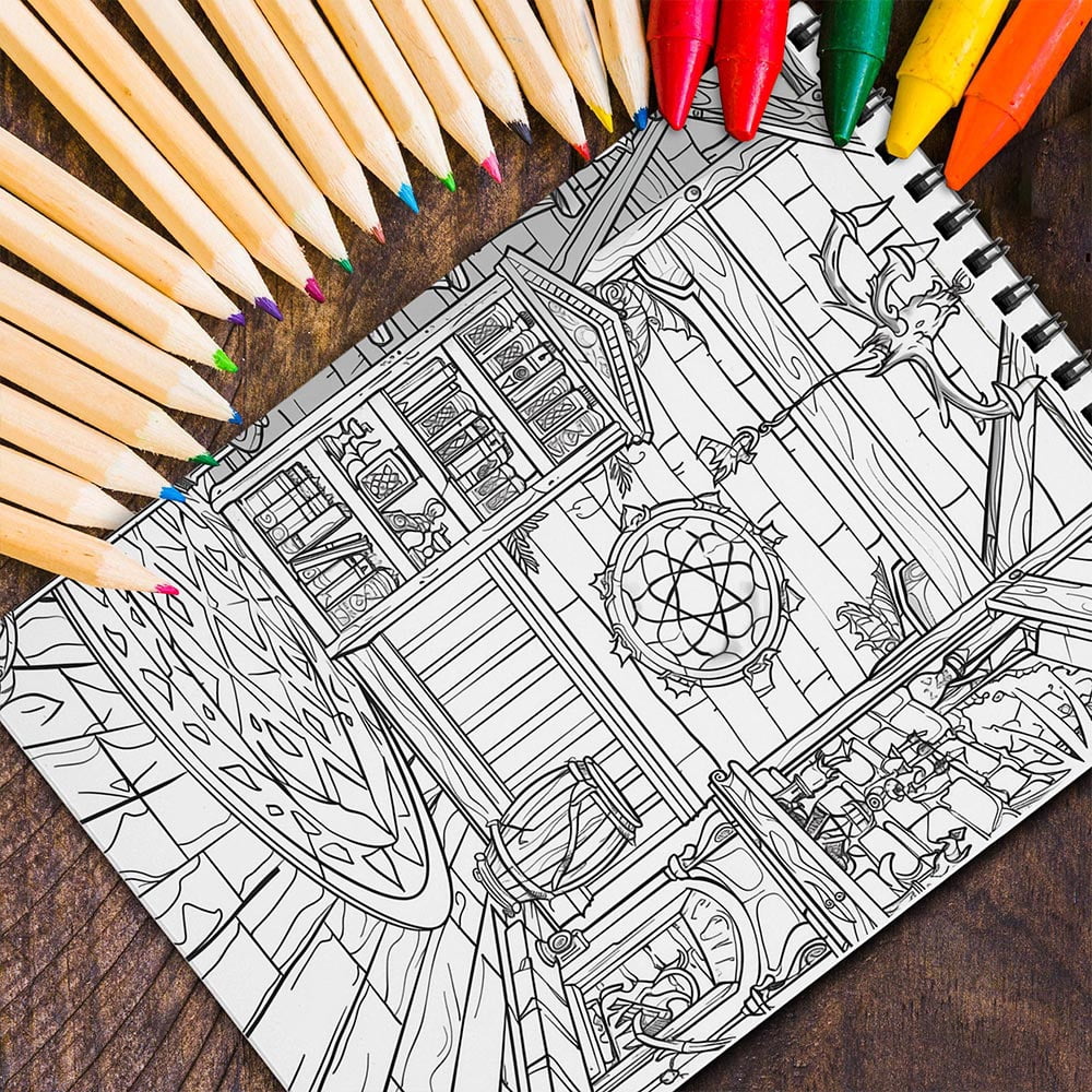 MOTAVYN Witch Room Coloring Book for Adults, Spiral Bound, Soft Cover