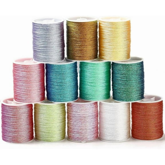 0.5MM 12 Colors 6 Ply Multicolor Metallic Cord Gold Silver Shimmer Thread Polyester Tinsel Glitter String Crafts Gift Wrapping Christmas Bracelets Supply colorful DIY