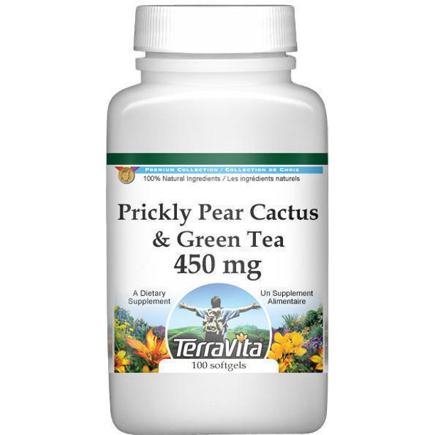 Prickly Pear Cactus and Green Tea Combination 450 mg (100 Capsules