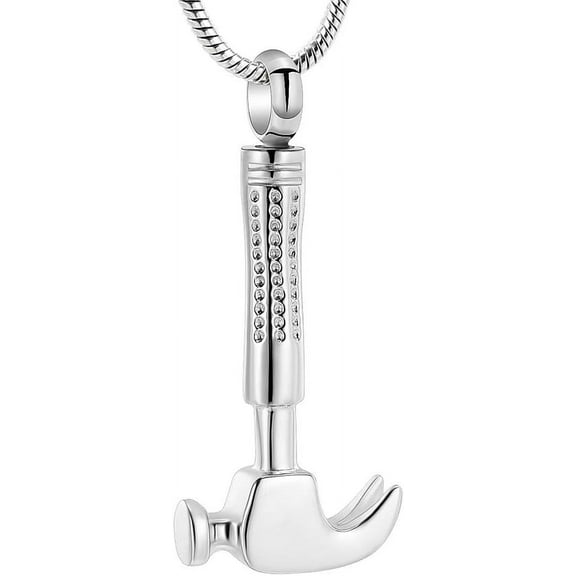 Hammer Urn Necklace for Ashes Memorial Gift for Women Men Human Ashes Holder Tool Style Stainless Steel Hammer Cremation Jewelry for Ashes Pendant