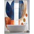 thumbnail image 4 of Navy Blue Burnt Orange Sheer Curtains 84 Inch Length 2 Panels Set, Geometric Artwork Contemporary Voile Window Treatment Rod Pocket Curtains Sheers Drapes for Bedroom/Living Room/Kitchen 52"x84"x2, 4 of 7