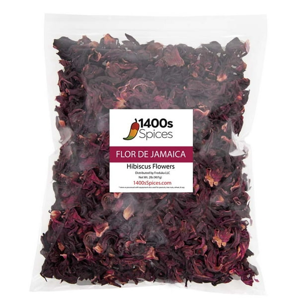 2lb Dried Hibiscus Flower Whole, Flor De Jamaica by 1400s Spices - 2lb Dried Hibiscus Flower Whole, Flor De Jamaica by 1400s Spices -
