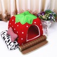 thumbnail image 4 of Cama tipo cesta acolchada y gruesa para gatos, con forma de fresa, sofá, casa para mascotas, lavable, plegable, saco de dormir, nicho cuadrado para interiores y exteriores, ideal para viajes., 4 of 5