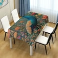 thumbnail image 6 of DEIARA Peacock Square Tablecloth 60×120in Polyester Fabric Tablecloth Washable Dust Resistant Wrinkle Resistant, 6 of 9