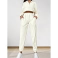 thumbnail image 4 of Womens 2 Piece Outfits Lounge Sets -Fleece Half Zip Pullover and Baggy Sweatpants with Pockets White L, 4 of 7