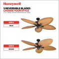 thumbnail image 4 of Honeywell Palm Valley 52" Tropical LED Ceiling Fan with Open Bowl Light, Bronze, 4 of 4