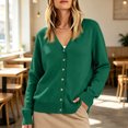 thumbnail image 2 of Lumtrix Cardigans Sweater For Women Warm Lightweight Button Front Cardigan Oversized Long Sleeve V Neck Cozy Sweaters Dressy Casual Tops Dark Green 2XL, 2 of 5