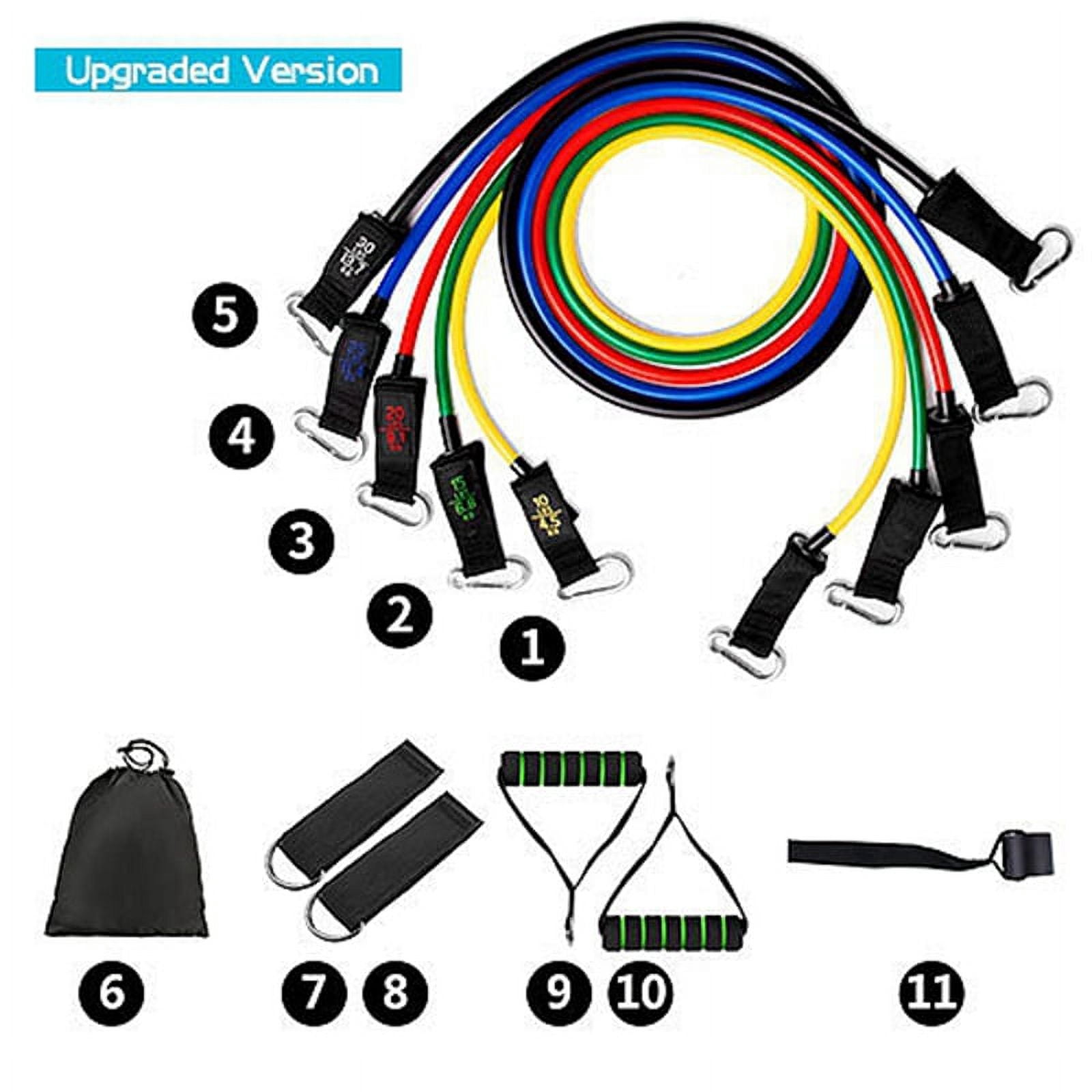 LNKOO 11pcs PREMIUM Resistance Bands Set for Exercise, Workout Bands for Men with Fitness Tension Bands, Handles, Door Anchor, Ankle Straps, Carry Bag & Advanced eBook - Strength Training, Home Gym