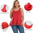 thumbnail image 4 of ANYFIT WEAR Plus Size Camisole with Built in Bra Padded Tank Tops for Women Flowy Sleeveless Summer Tops with Lace Hem Wine,4XL, 4 of 7