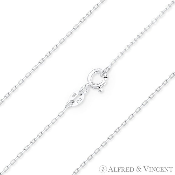1mm D-Cut Anchor Cable Link Chain Necklace in .925 Sterling Silver