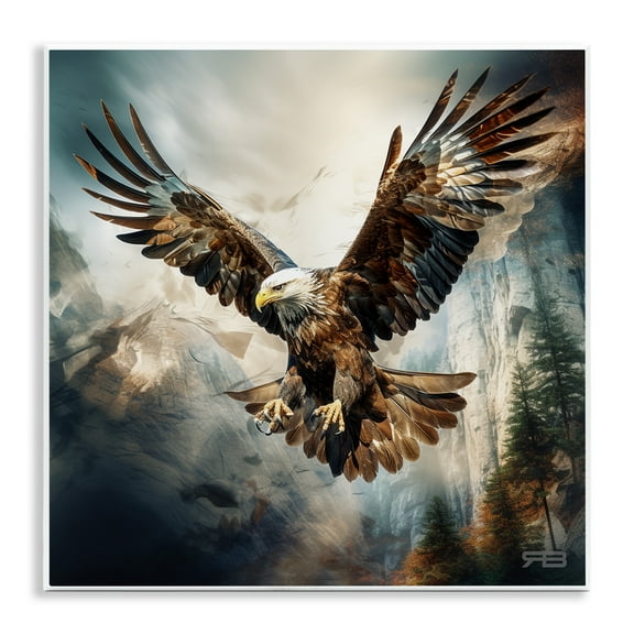 Stupell Industries Intense Eagle Spreading Wings Animals & Insects Painting Unframed Art Print Wall Art, 12 x 12