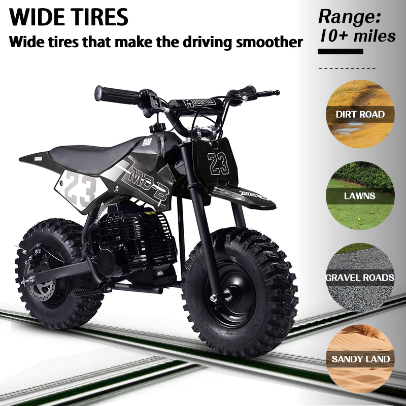 SAY YEAH Mini Bike,Kids Supermoto 50cc Dirt Bike with 13" Knobby Tires & 25MPH Top Speed,Ages 8+,38*27*22in,Black