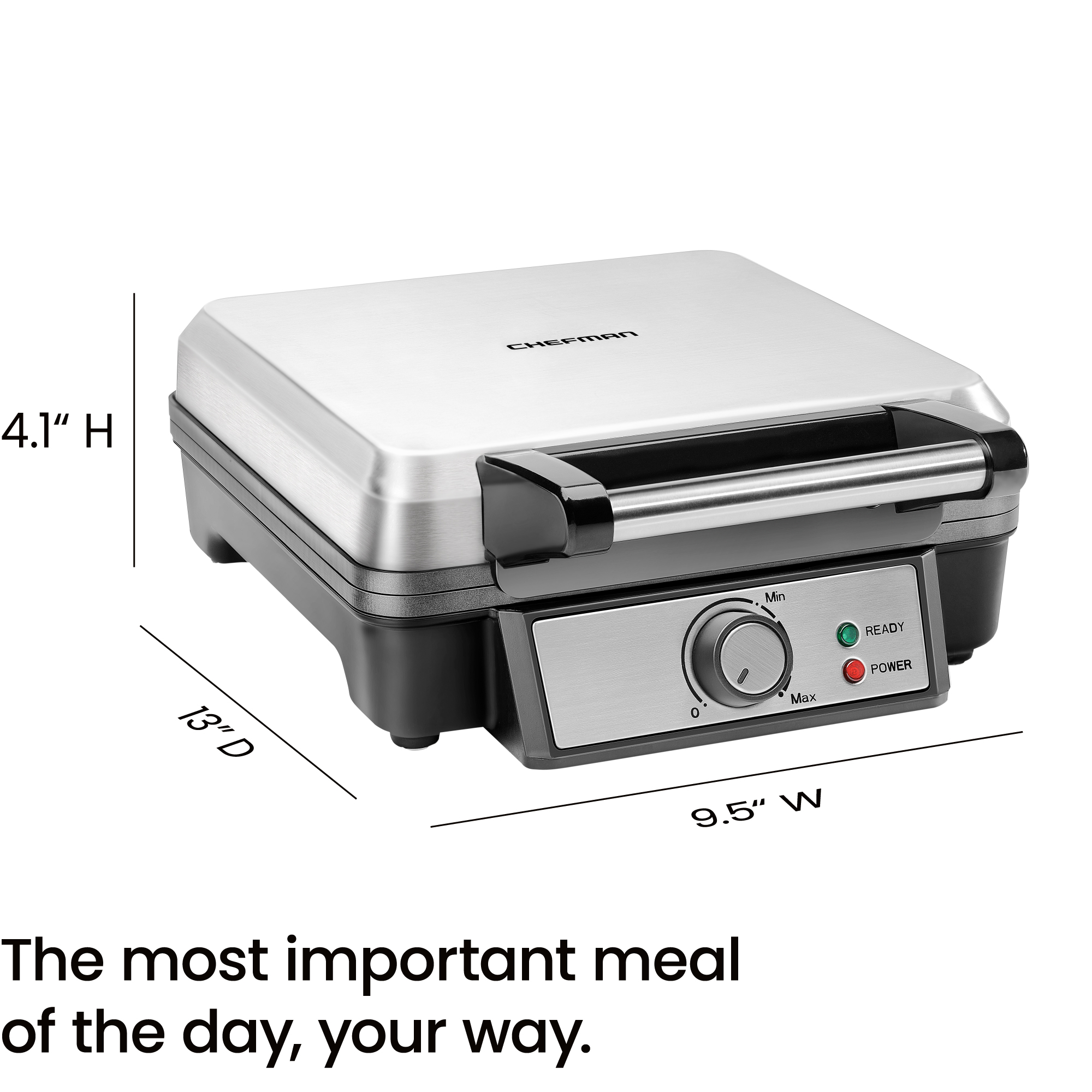 Chefman 4-Slice Belgian Waffle Maker, Stainless Steel photo 7