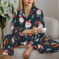 thumbnail image 6 of Rateoe Cute Santa Claus Gift Pattern Womens Pajamas Set Long Sleeve Sleepwear Button Down Nightwear Soft Cotton Pj Lounge Sets-X-Large, 6 of 7