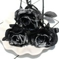 thumbnail image 3 of Black Artificial Latex Rose with Silver Powder for Halloween Dark Wedding Home Decor, 3 of 3