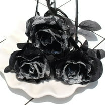 Artificial Black Roses Bouquet with Long Stems Real Touch Flowers for Wedding Centerpieces, Halloween Gothic Home Decor, Bridal Bouquet DIY Party Decoration, Rose Flower Arrangements
