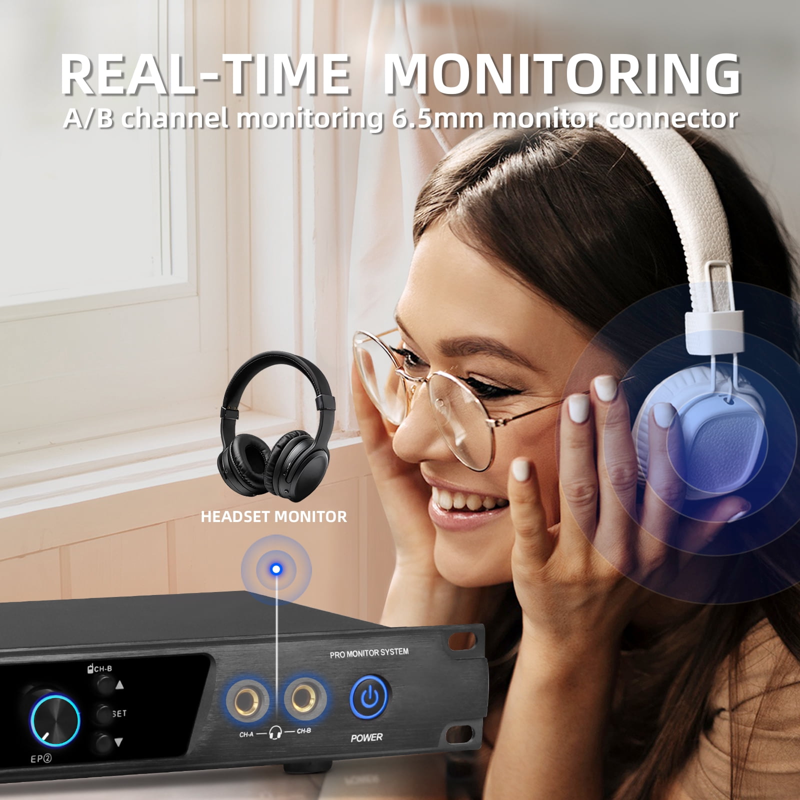 D Debra Audio PRO Mono ER-202 UHF Dual Channel Wireless in Ear Monitor System with Monitoring Type for Stage, Receiver, Studio, Guitar, Band Performance (Dual Channel, 4 Receivers with Transmitter)