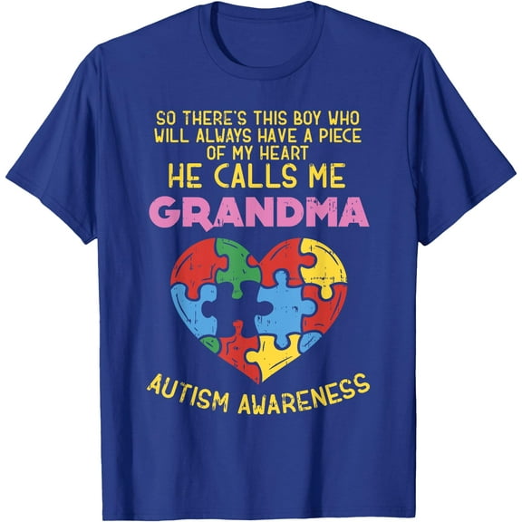 Grandma Autism Awareness Grandson Piece of My Heart Unisex T-Shirt for Men Women