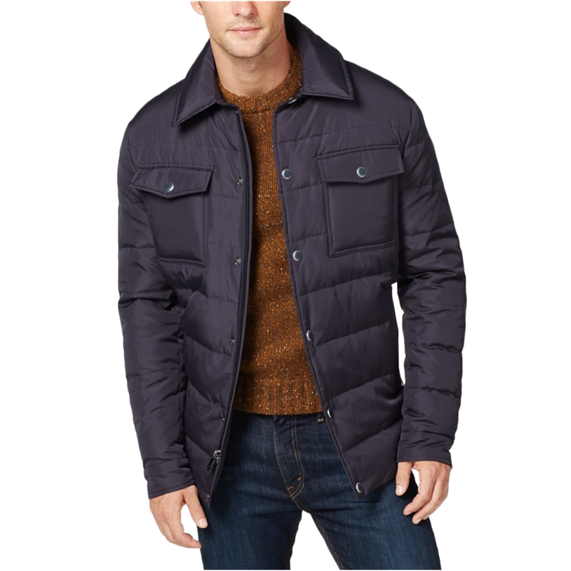 Ryan Seacrest Mens Down Cpo Quilted Jacket, Blue, Large - Walmart.com