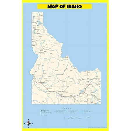 Idaho Map Poster - Laminated Wall Map - Style B - 18x24 - Ideal for Classrooms and Homes – Features Bright Colors and Vivid Imagery