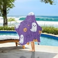thumbnail image 3 of Yayeee Kids Hooded Towels Toddler Soft Absorbent Beach Bathing Wrap 50" x 23.5", Halloween Purple Ghosts, 3 of 5