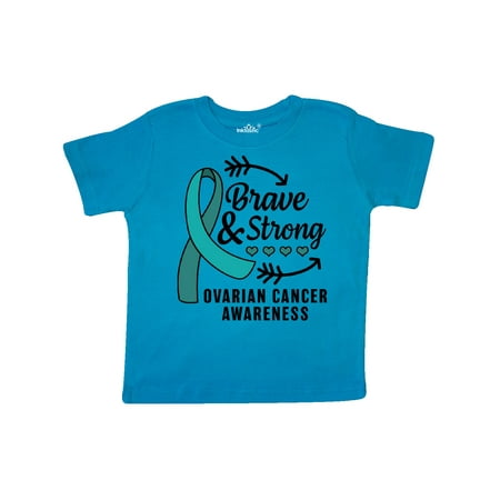 

Inktastic Ovarian Cancer Awareness Brave and Strong with Arrows Gift Toddler Boy or Toddler Girl T-Shirt